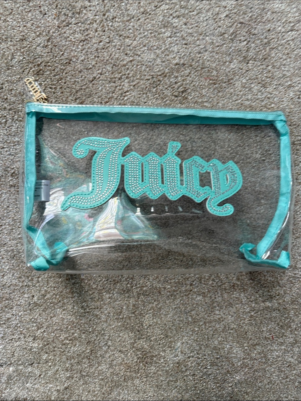 Juicy Couture Clear Cosmetic Pouch with Teal Trim